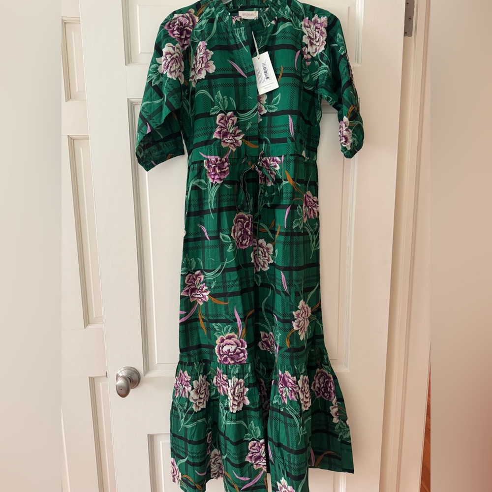 NWT Banjanan Betty Dress - Tartan Rose Pine